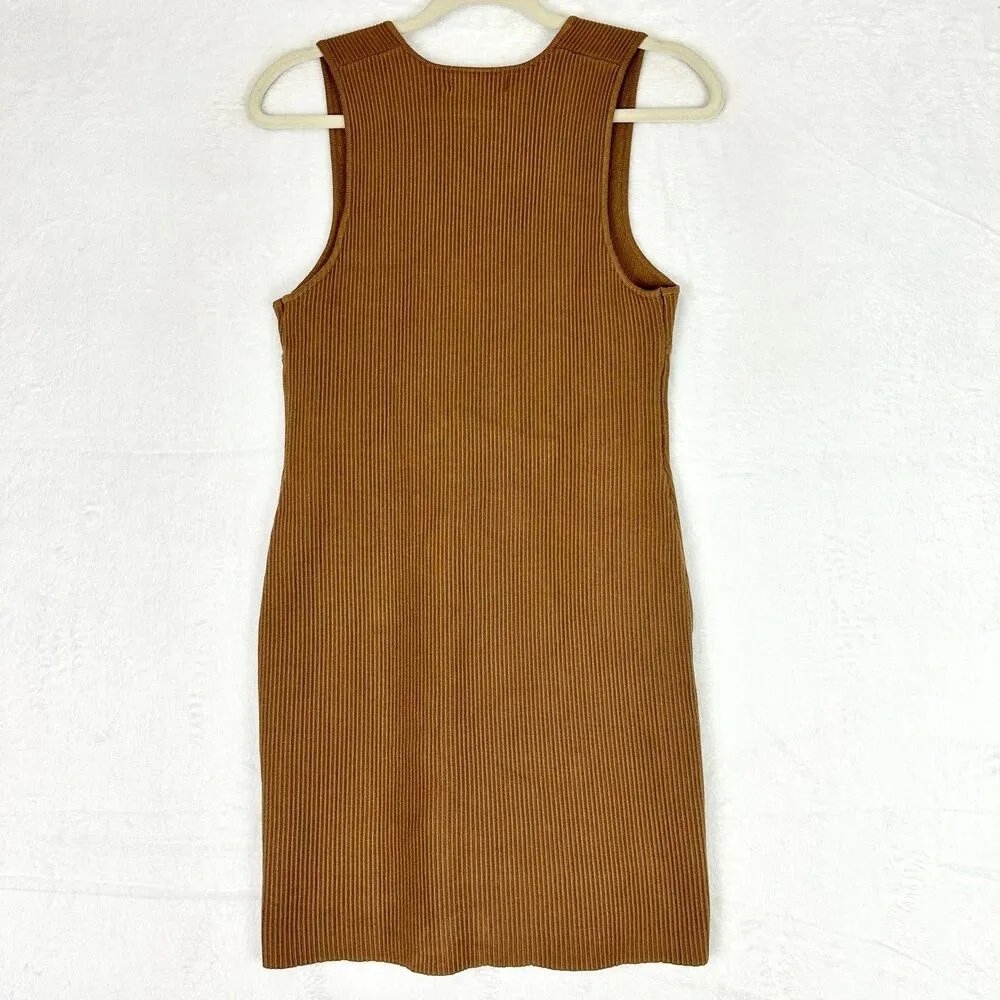 House of Harlow 1960 Luxe Essentials Ribbed Knit Sweater Dress Size Small NWOT Brown - Image 2