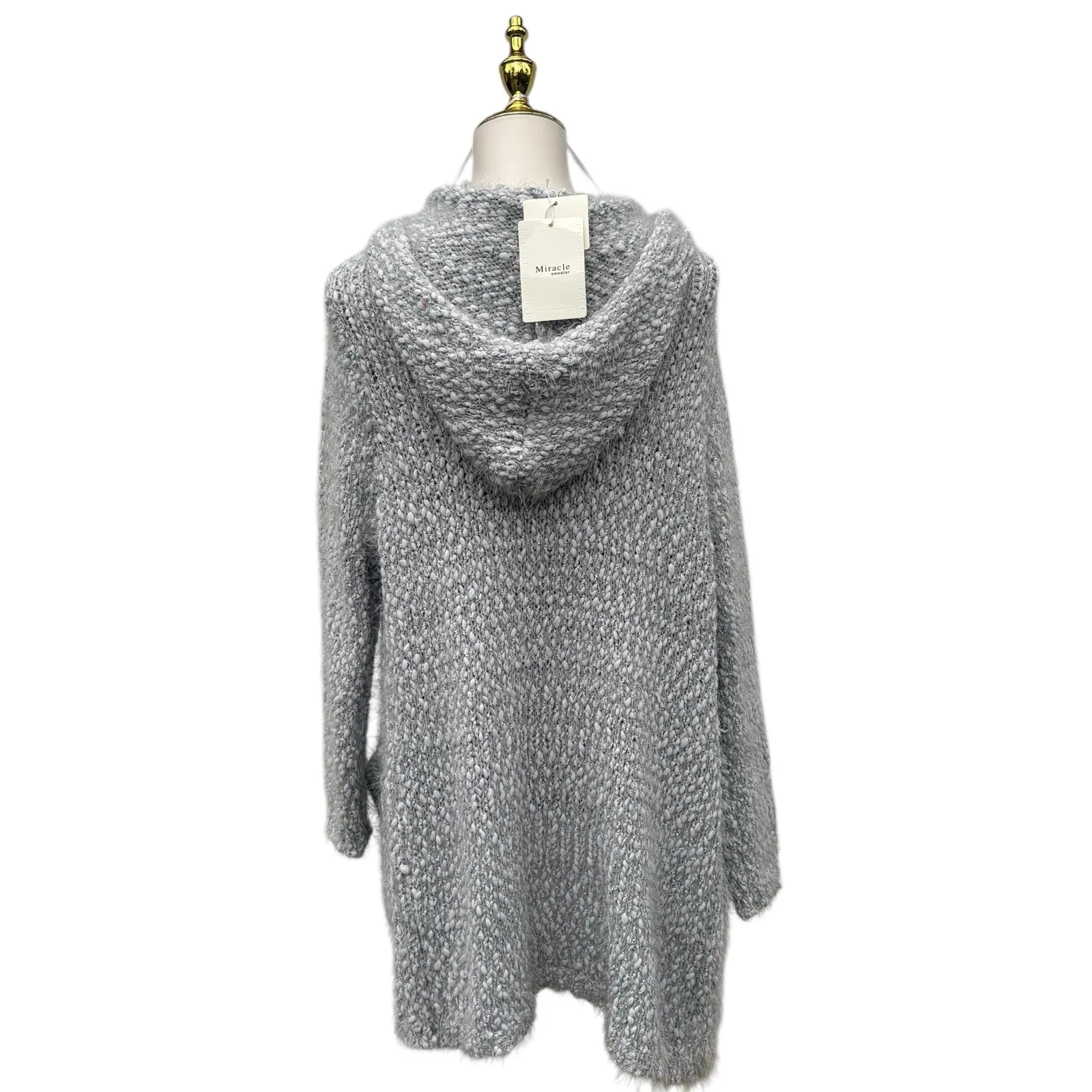 Miracle Sweater Cardigan S/M Gray Marled Pockets 3/4 Sleeve Hygge Cozycore NWT - Image 4
