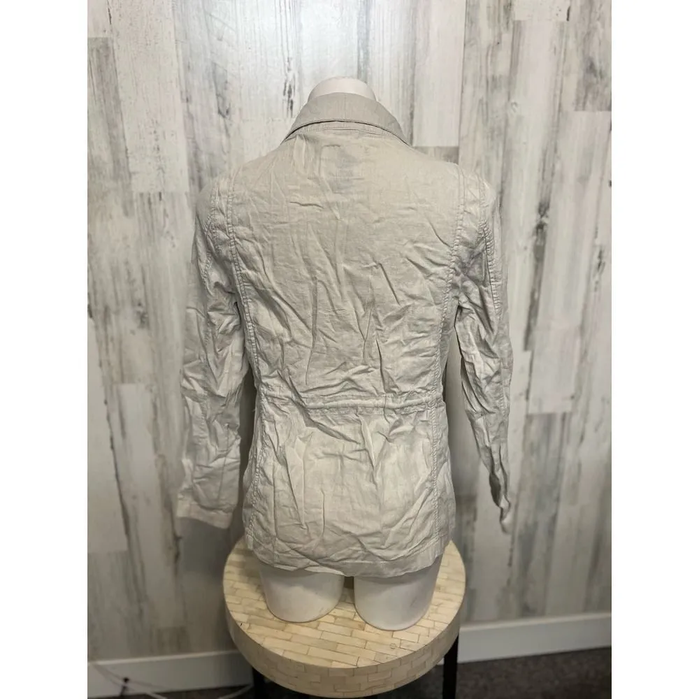 Old Navy  Beige Linen Blend Utility Jacket – Size Small - Image 2