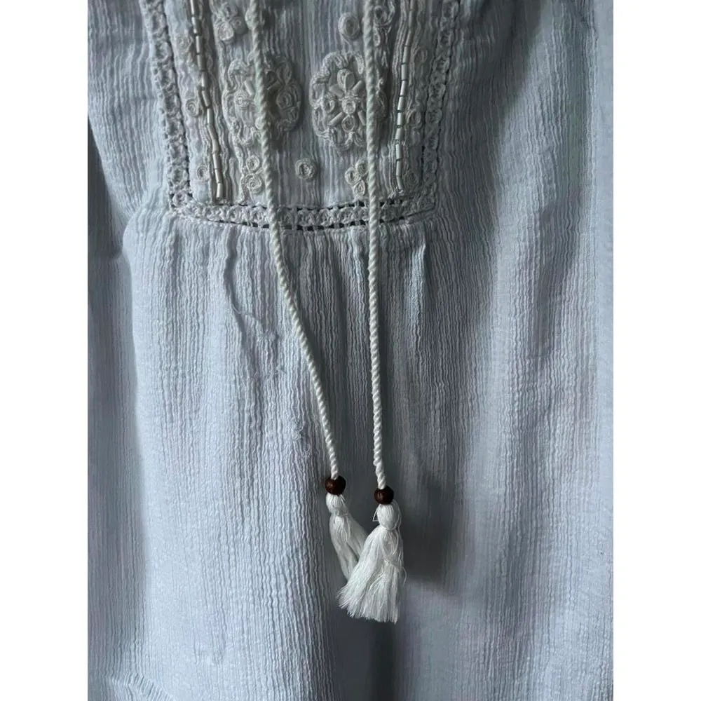 Lucky Brand Women's Boho White Tank Top with Tassels - Size S - Image 4