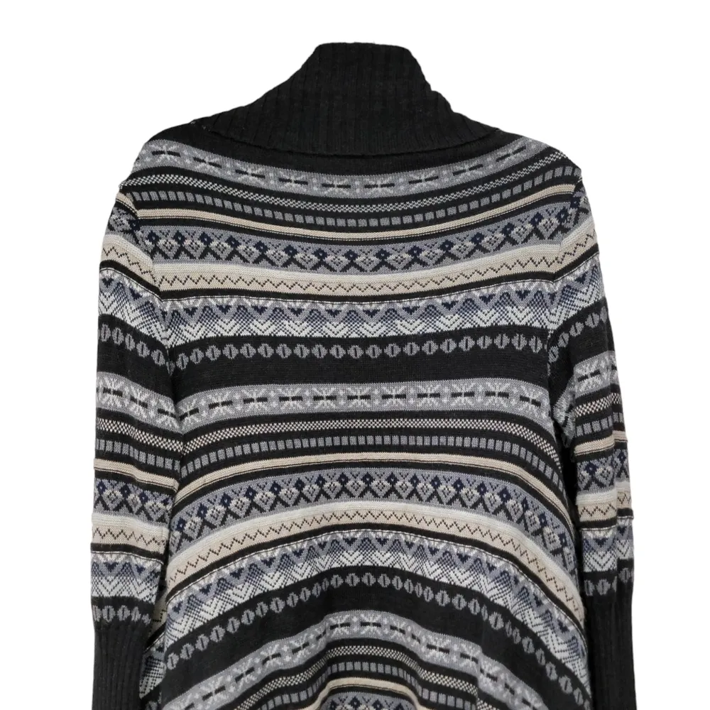 Juliette Jake Wool Blend Waterfall Open Heavy Cardigan Sweater Womens Size Small Black - Image 9