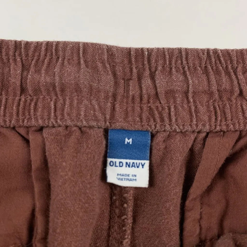 Old Navy Root Beer Brown Linen Blend Slim Leg Ankle Pant M - Image 3