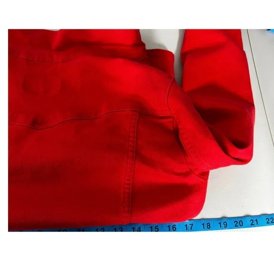 Levi's Red Denim Jacket Trucker Style Classic Button Up Womens S - Image 7