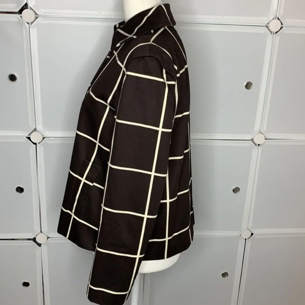 Lauren Ralph Lauren Brown & White Swing Checked Jacket Blazer Size PP - Image 4