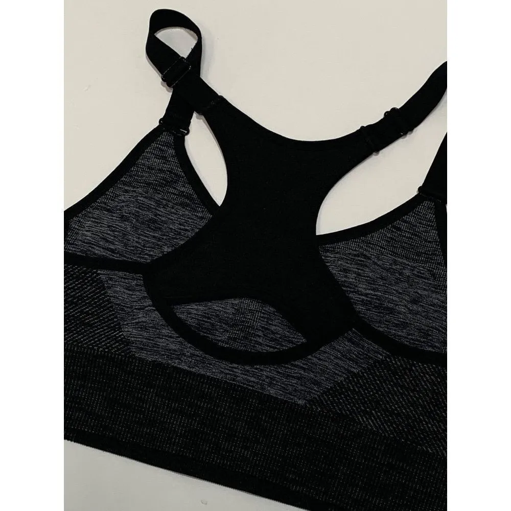 Avia Women’s Seamless Low Support Racerback Gym Sports Bra Black Gray Size XL - Image 2