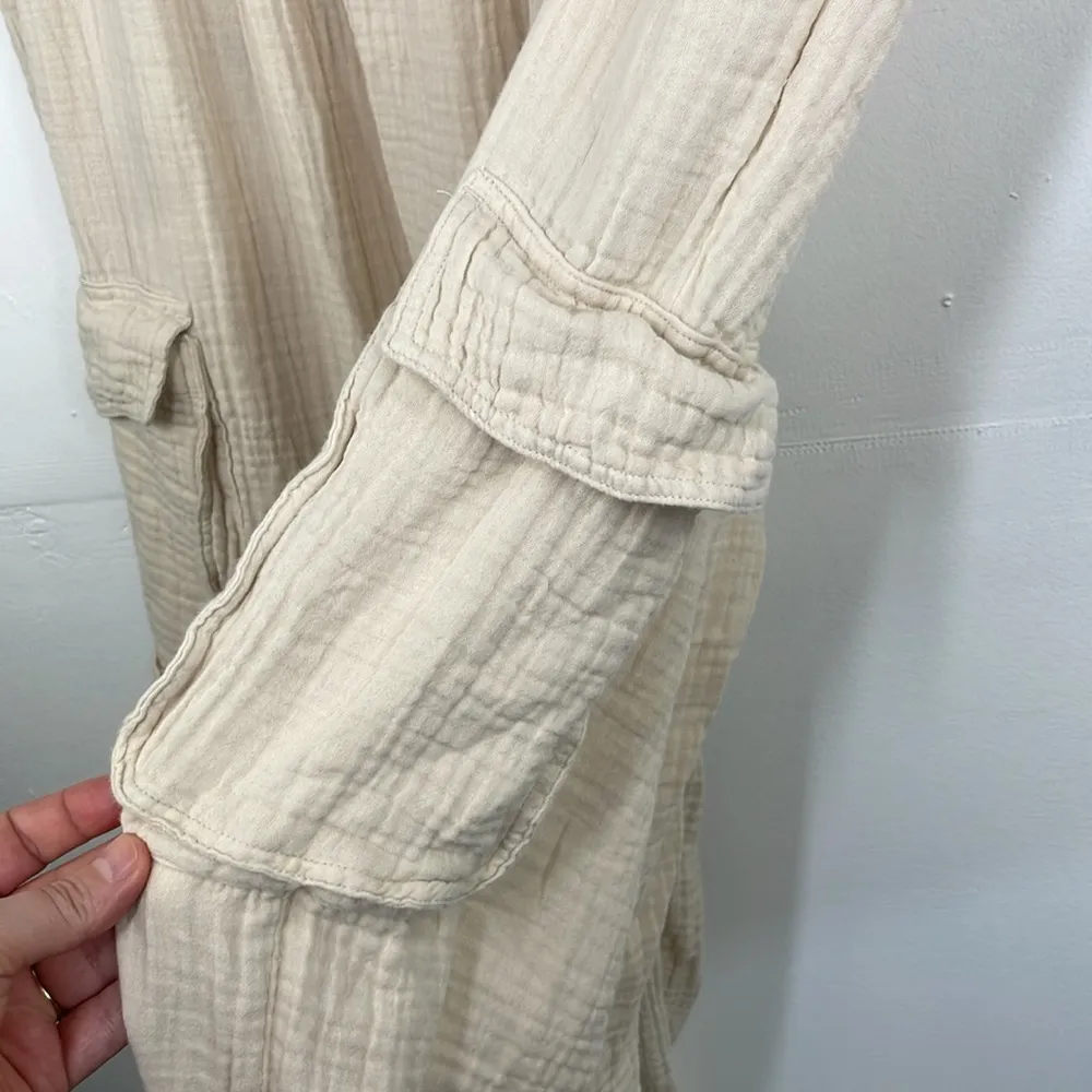 Aerie Women's Cream Pull on Cargo Pants wide leg  relaxed fit size XL fits 1X - Image 5