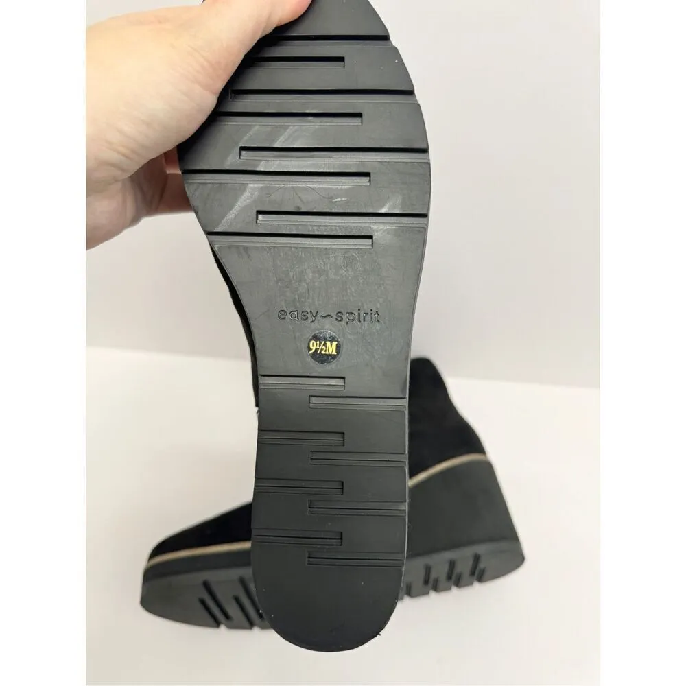Easy‎ Spirit Boots Size 9.5 Black Suede Jayda Wedges Ankle Booties - Image 9