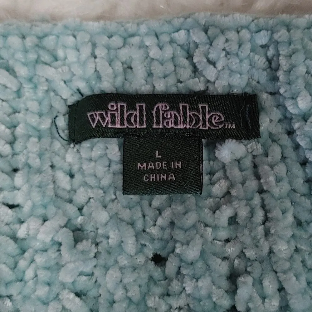 Wild Fable Size Large L Light Blue Fringe Cropped Crop Sweater Long Sleeve Sweat - Image 7