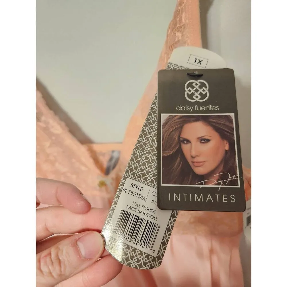 NwT Daisy Fuentes Size 1x Pink  Lace BabyDoll Chemise Slip Nightie - Image 2