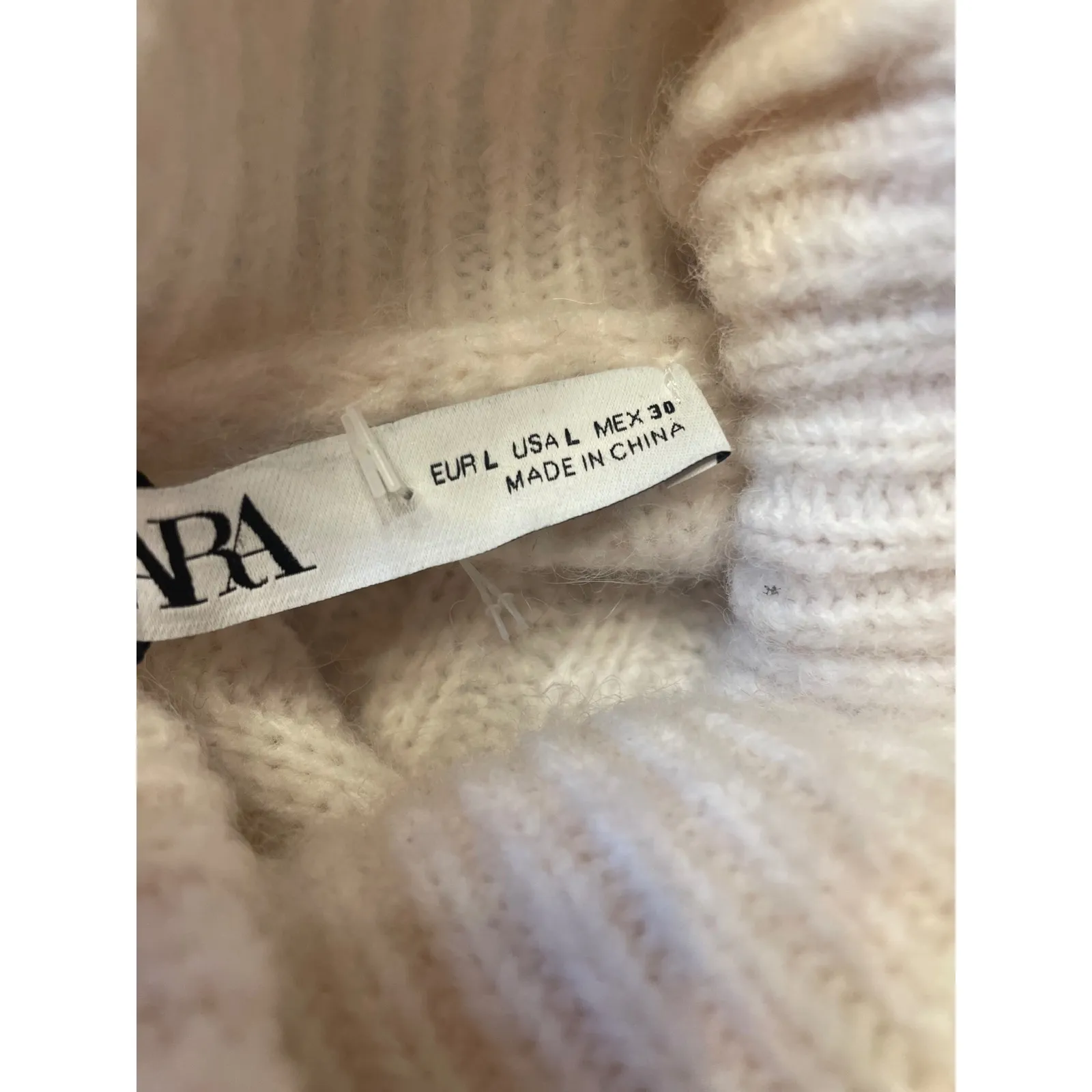 ZARA Cream Ribbed Turtleneck Sweater Oversized Cozy Knit Top L NWT - Image 5