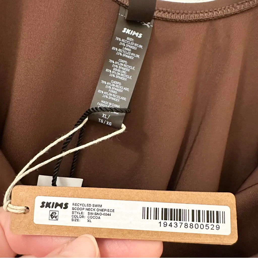 NWT Skims Scoop neck Brown One-Piece Swimsuit new bathing suit cocoa Brown sz XL - Image 6