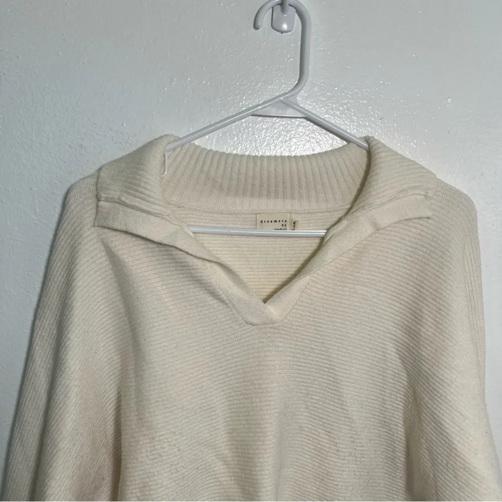Dreamers by Debut Collared Dolman Sleeve Sweater Cream M/L White Size L - Image 3