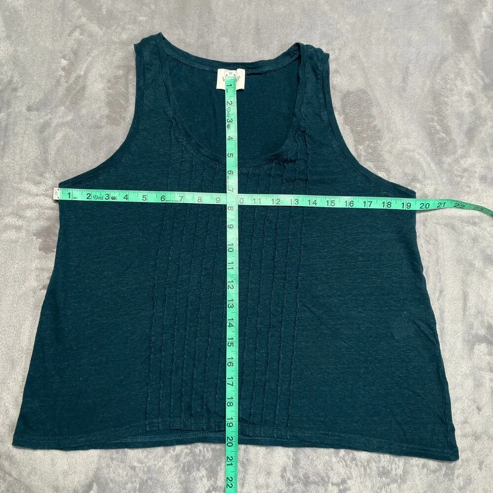 Wrap London Top Womens 12 Green Linen Shell Breathable Lightweight Wavy Pintuck - Image 5