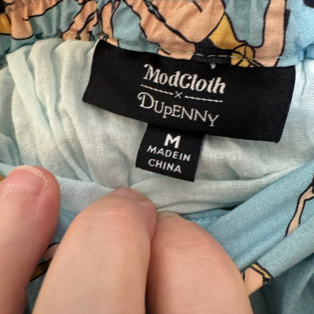 Modcloth x Dupenny Blue Synchronized Swimmer Skirt M Pockets Novelty‎ Print CP - Image 4