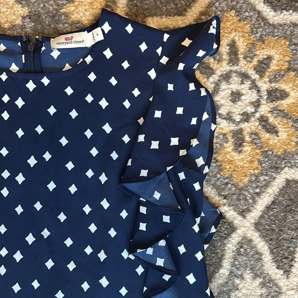 Vineyard Vines Navy Flutter Ruffle dress - Image 3