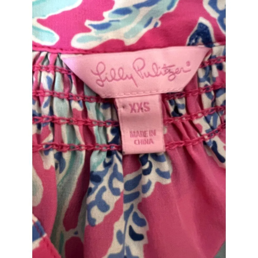 Lilly Pulitzer size XXS silk Elsa print pink & blue top Summery Parties, - Image 8