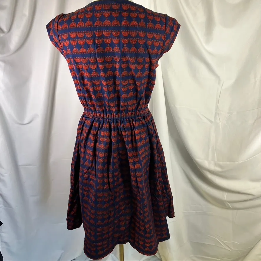 Mata Traders Women's Blue and Orange Print Dress Size S Cotton Pockets Boho - Image 9