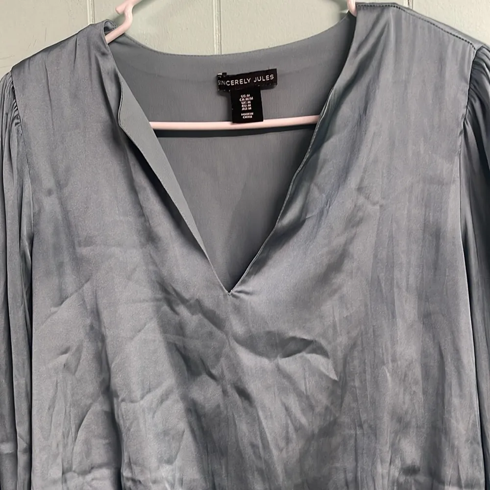 Blue/green silk like blouse Green Size M - Image 2