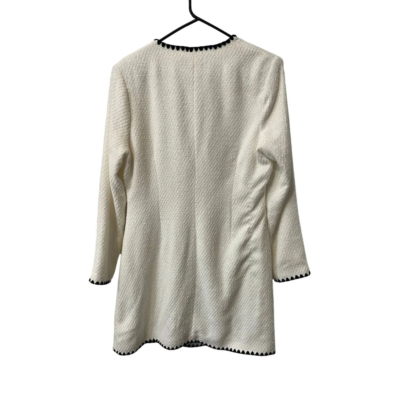 Women's ALEXIA ADMOR Zayla Long Sleeve V-Neck Tweed Dress‎ White Size 12 - Image 6