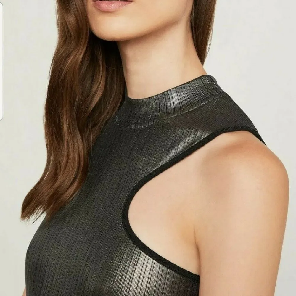 BCBGMAXAZRIA metallic bodysuit gunmetal NWT - Image 5