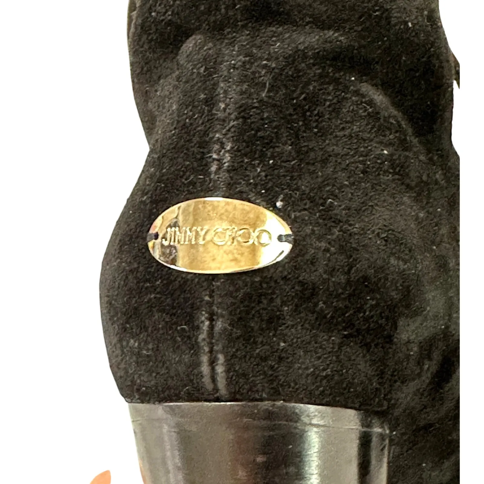 Jimmy Choo Elba 95 Black Suede Fur Pom Pom Lace-Up Boots Size IT 37 US 7 - Image 4