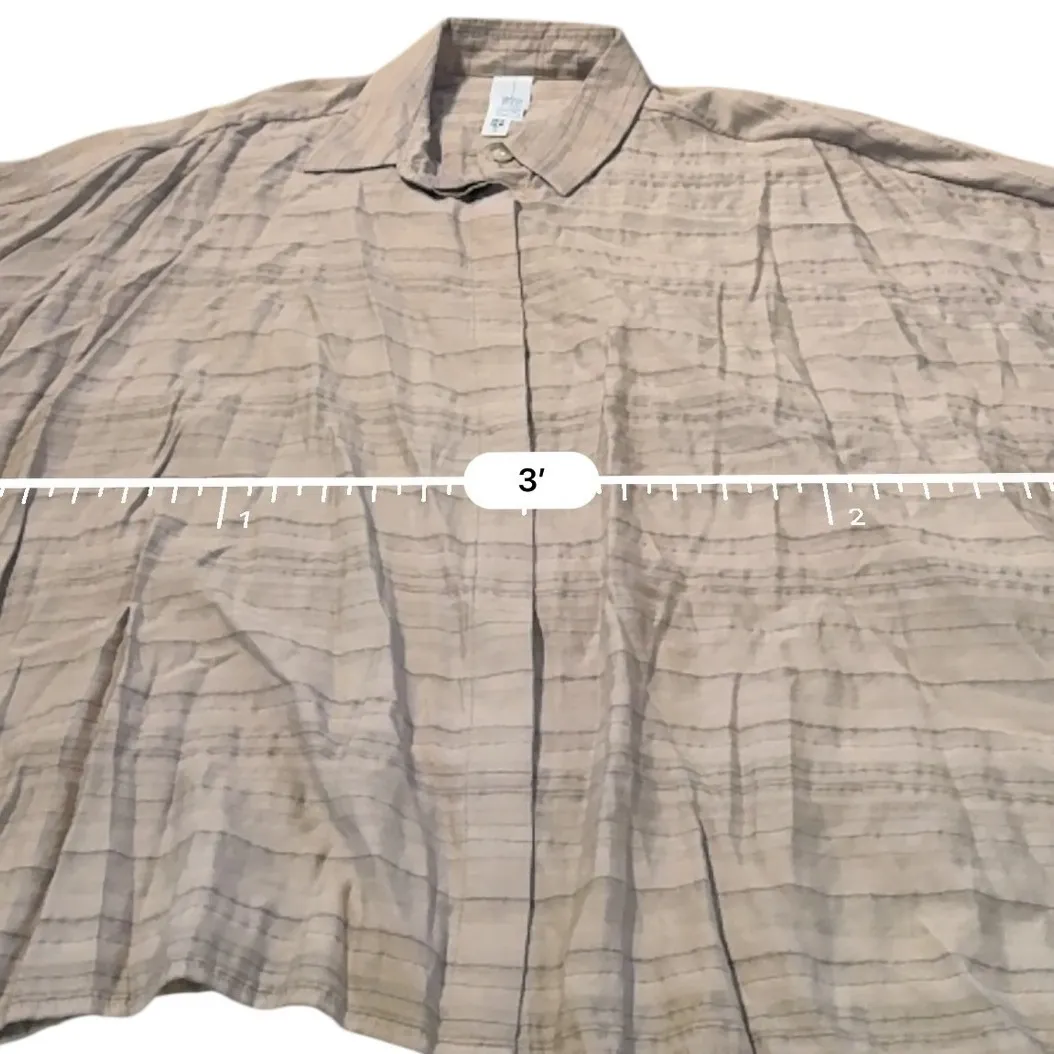 Wynne Layers Oversized Button Down Shirt Women's Medium Taupe Lagenlook Draped Tan - Image 4