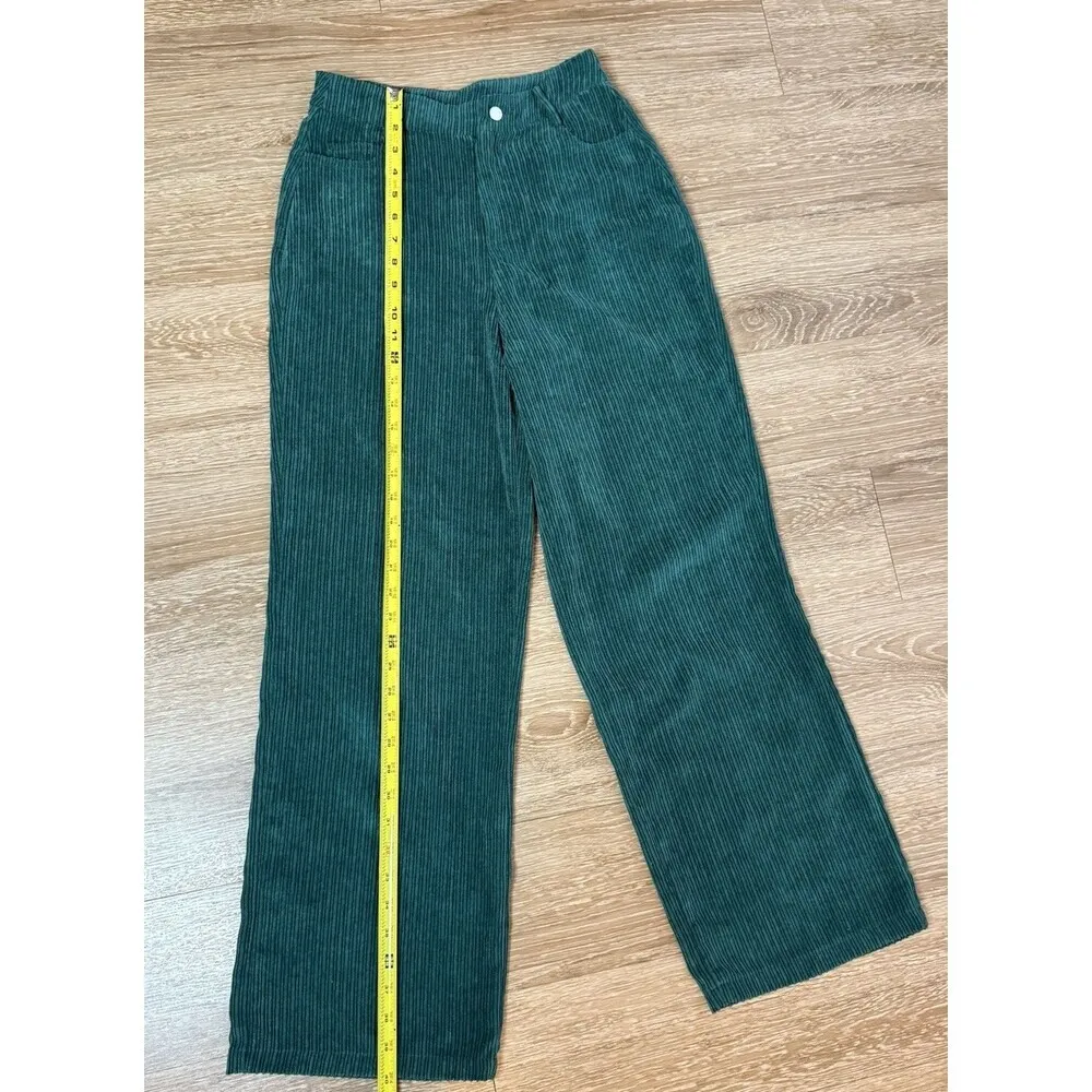 Princess Polly Corduroy Flared Pants women Size 2 green 80s wide leg Bottoms - Image 5