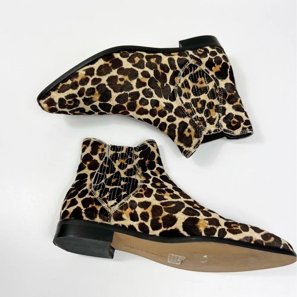 Rebecca Minkoff Madysin Leopard Print Calf Hair Pointed Toe Booties Size 7.5 - Image 3