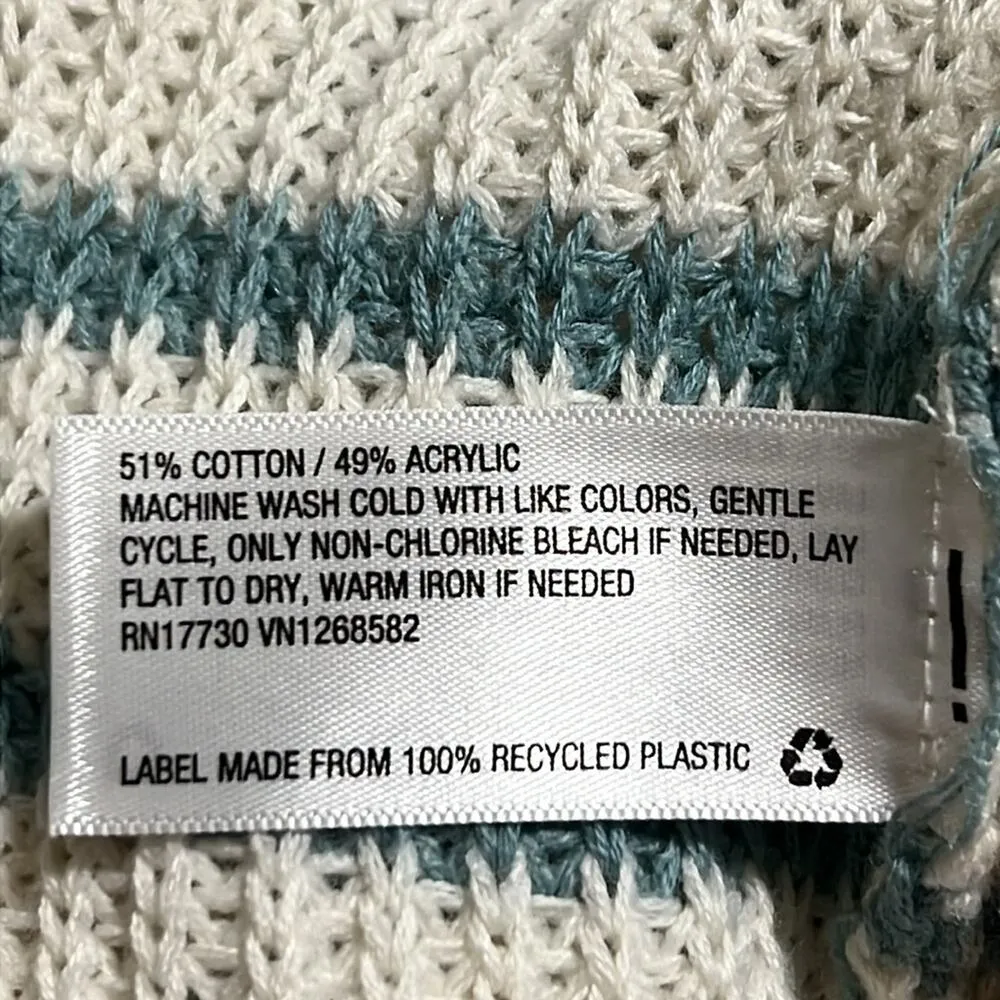 Wild Fable size xxl pullover long sleeve crewneck sweater striped ivory & teal - Image 6