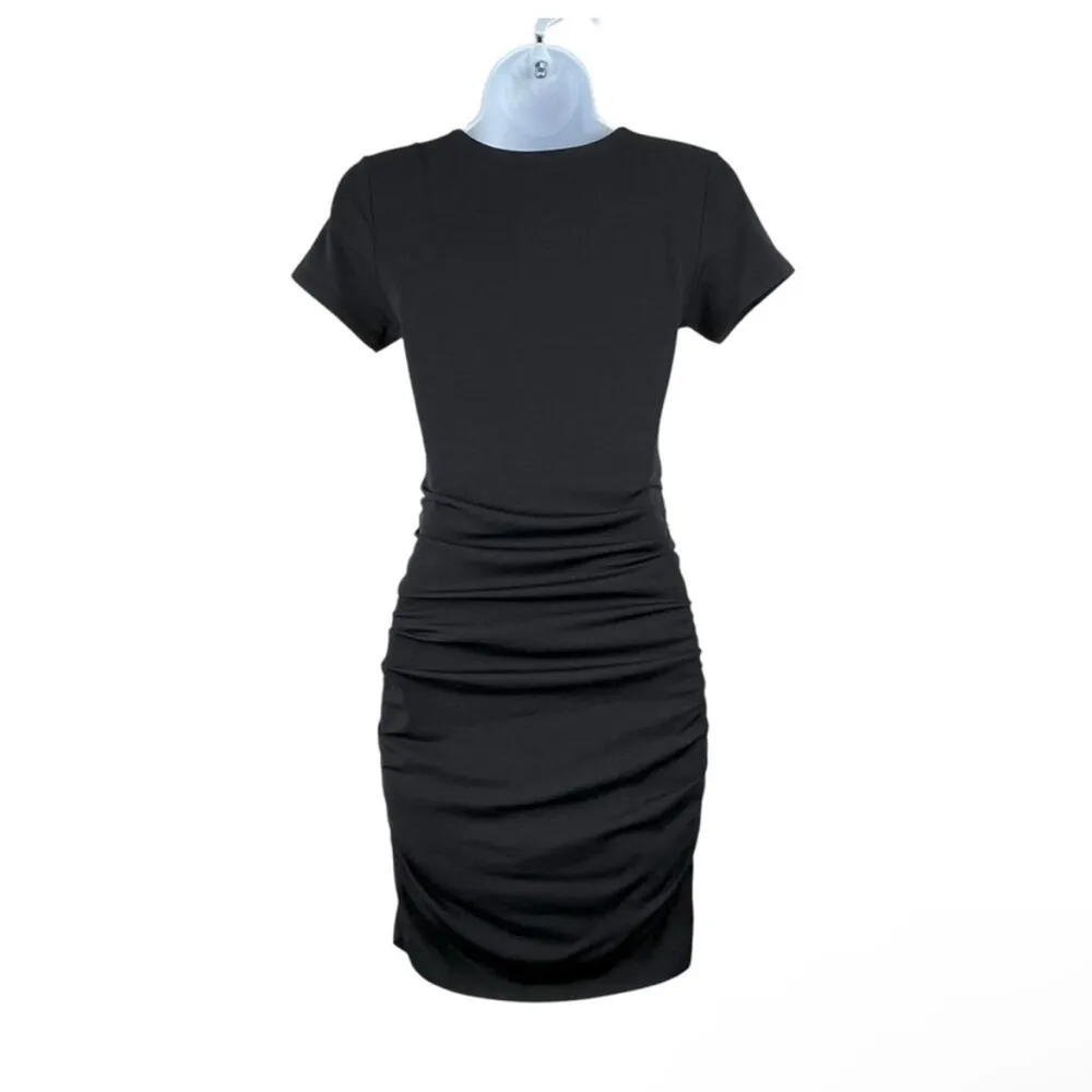 Babaton Black Contour Ruched Covet Short Sleeve Bodycon T-Shirt Dress - Image 2