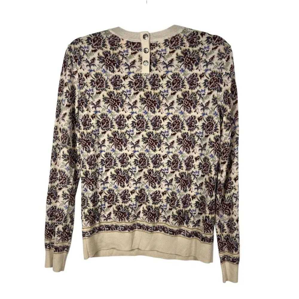 Tory Burch Floral Print Merino Wool Sweater Women’s Sz‎ Small Lightweight - Image 2
