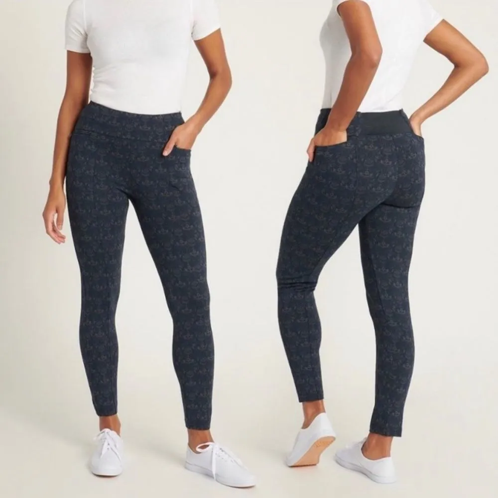 Betabrand Power Down Skinny Yoga Dress Pant Navy Damask Size SP Small Petite - Image 13