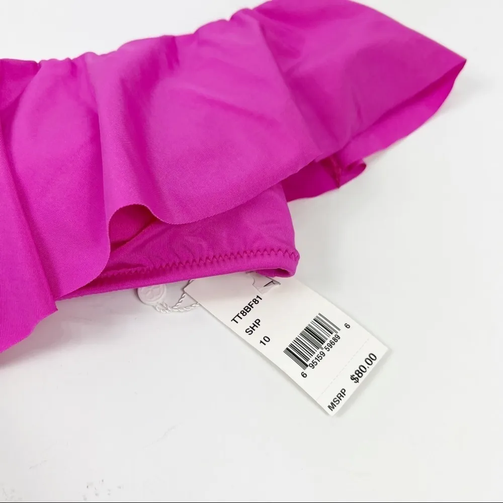 Trina Turk Indo Solids Off The Shoulder Bandeau Bikini Top Pink Size 10 NWT - Image 3