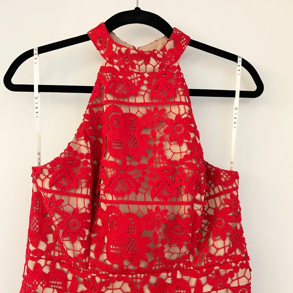 Jarlo London Red Lace Halter Neck Mermaid Flare Long Maxi Dress UK 12/US 8 - Image 3