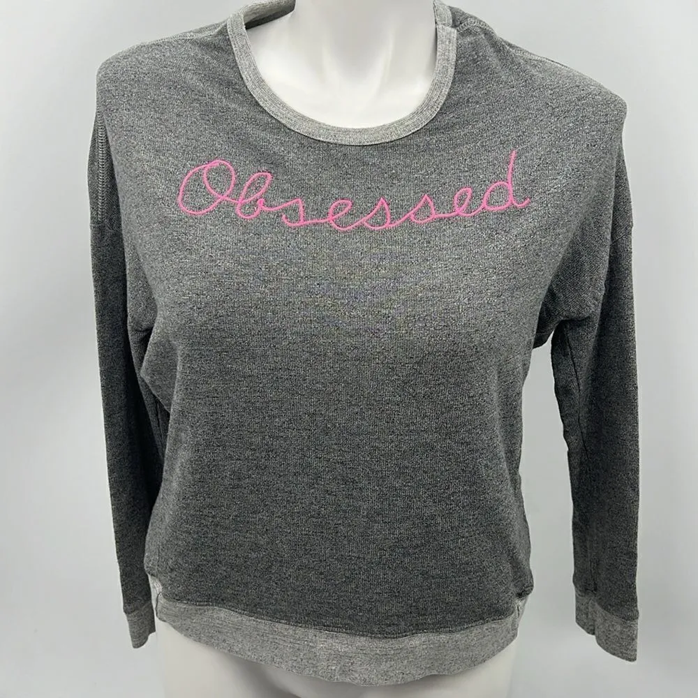 Sundry size 1 gray and pink Obsessed long sleeve split back sweatshirt - Image 2