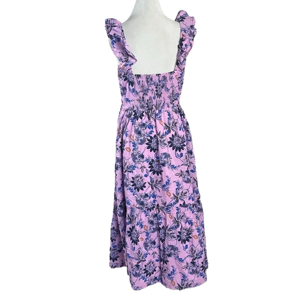 J. Crew Sleeveless Summer Square Neck Midi Dress Size 6 Bohemian Block Print Purple - Image 9