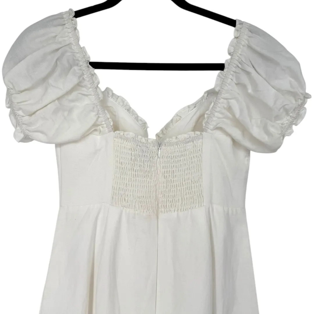 Selfie Leslie Milkmaid‎ Ruched Bust Puff Sleeve Mini Dress White Size Small - Image 8
