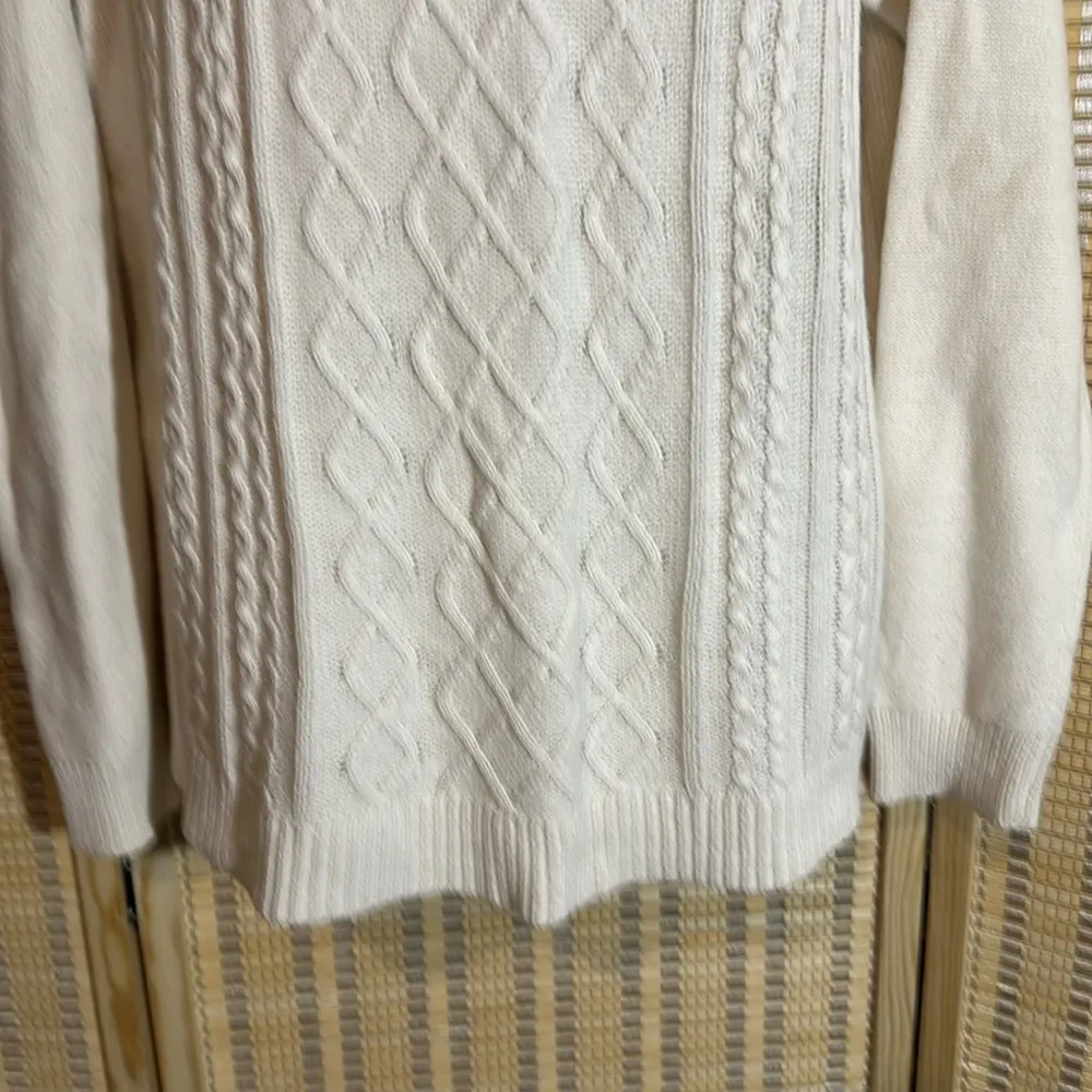 Chaps Classics Ivory Loose Cable Knit Round Neck Sweater Oversized Large - Image 7