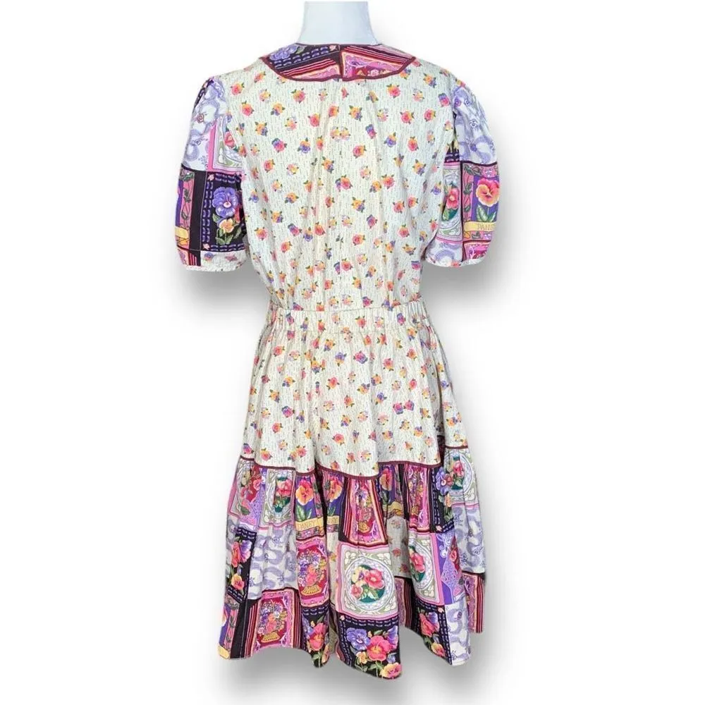 Vintage Handmade Square Dancing Skirt Set Purple Pansy Floral Printed Midi Purple Size XS - Image 3