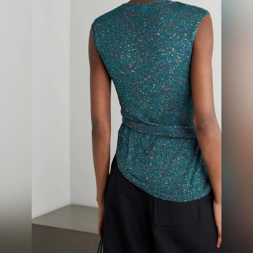 Loewe Asymmetric knotted sequined knitted top - Image 2