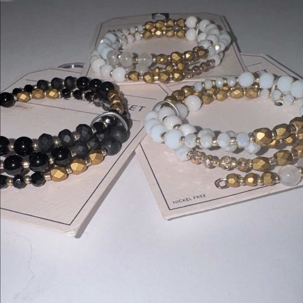 Melrose and Market Gold Black & White Beaded Bracelets 3 sets NeW twist gift - Image 2