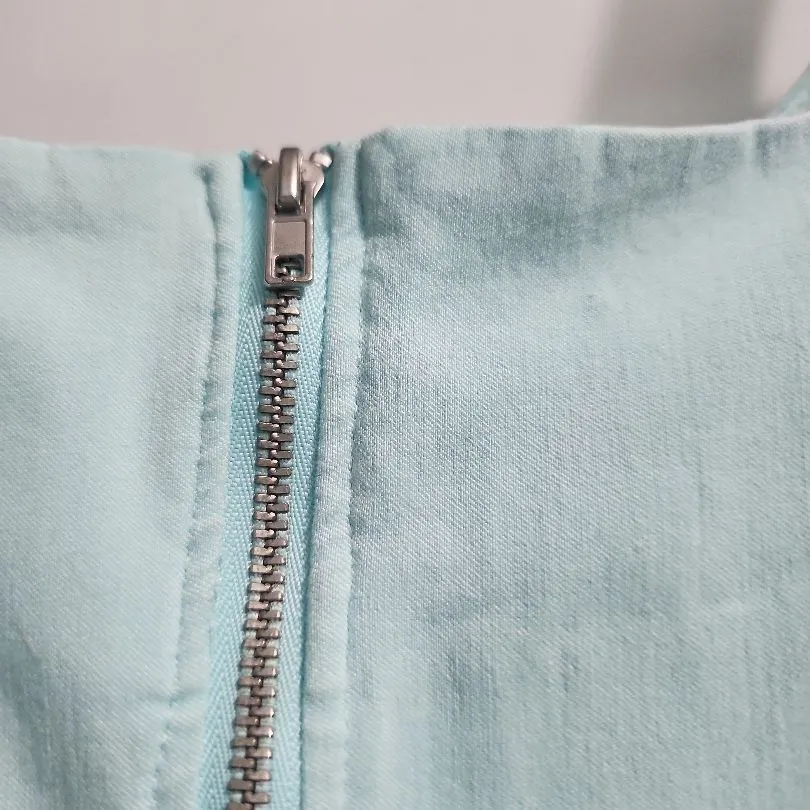 Blue Rain Crop Top Womens‎ Size S Light Blue Teal Bustier Front Zipper Trendy - Image 3