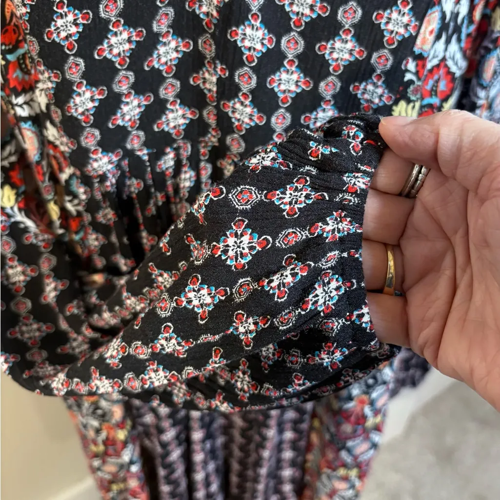 Uncle Frank Festival Boho Dress XL – Lace-Up Babydoll Crinkle w/ Pockets🧡 - Image 4