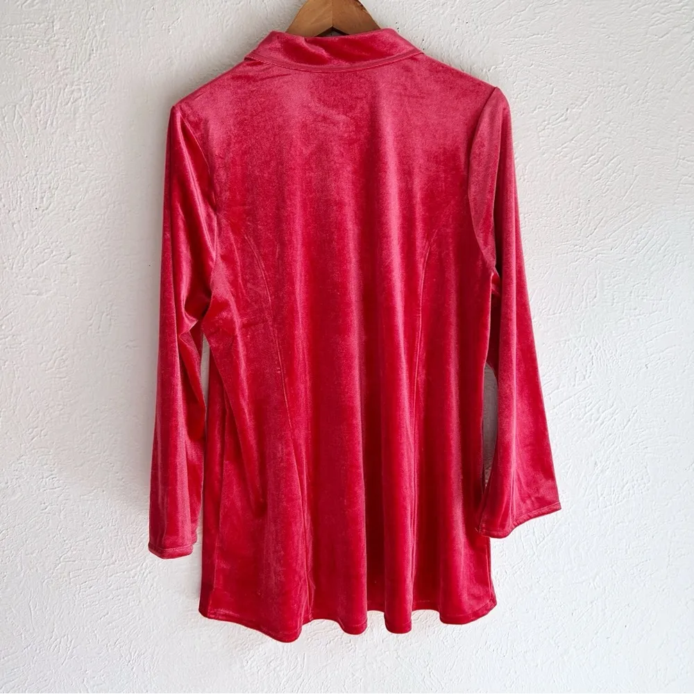 Soft Surroundings Enchanted Velvet Shirt Red Sz XL - Image 4