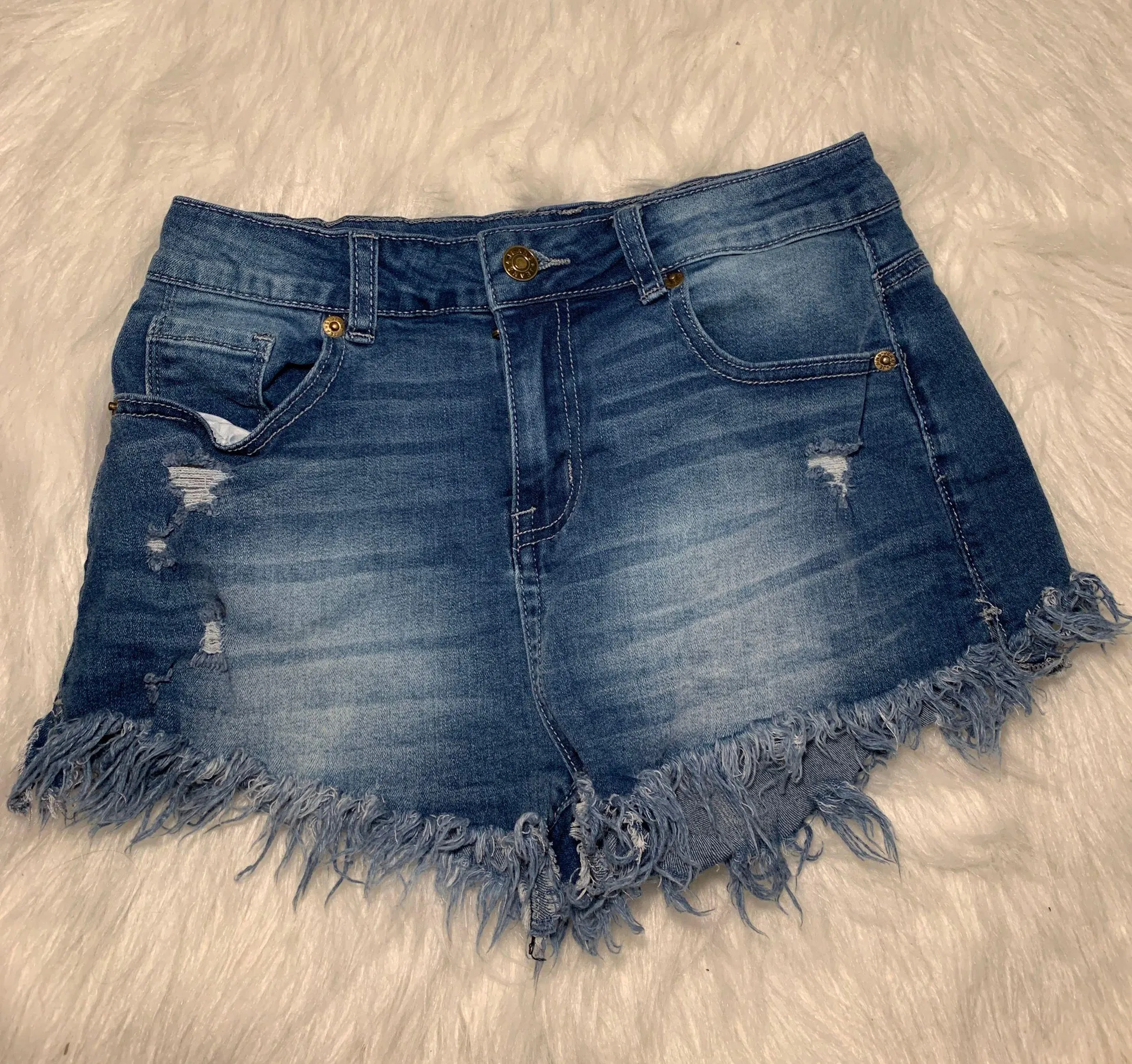 Blue Denim Shorty Shorts  - Image 3