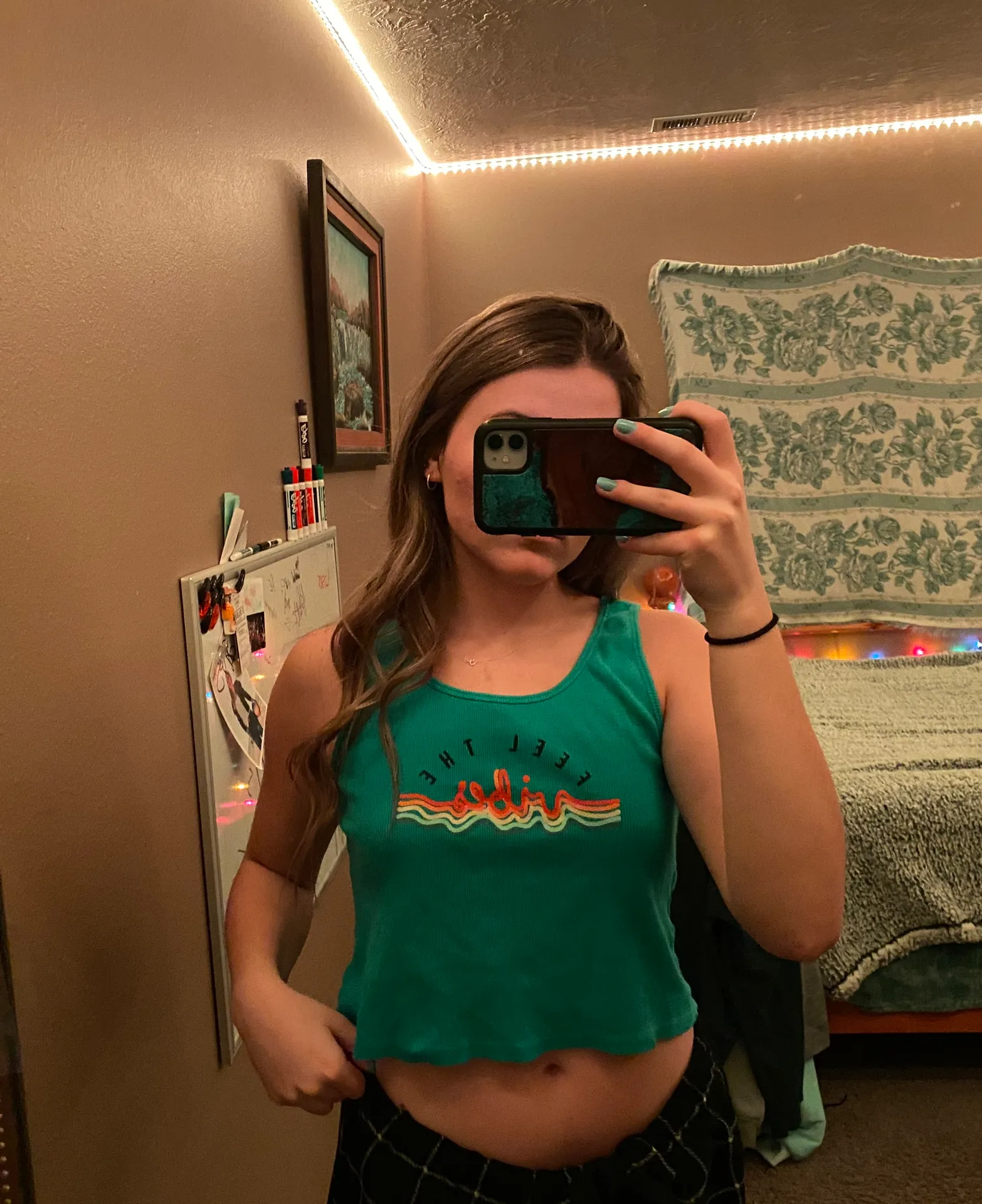 Turquoise Cropped Tank Green Size M - Image 2