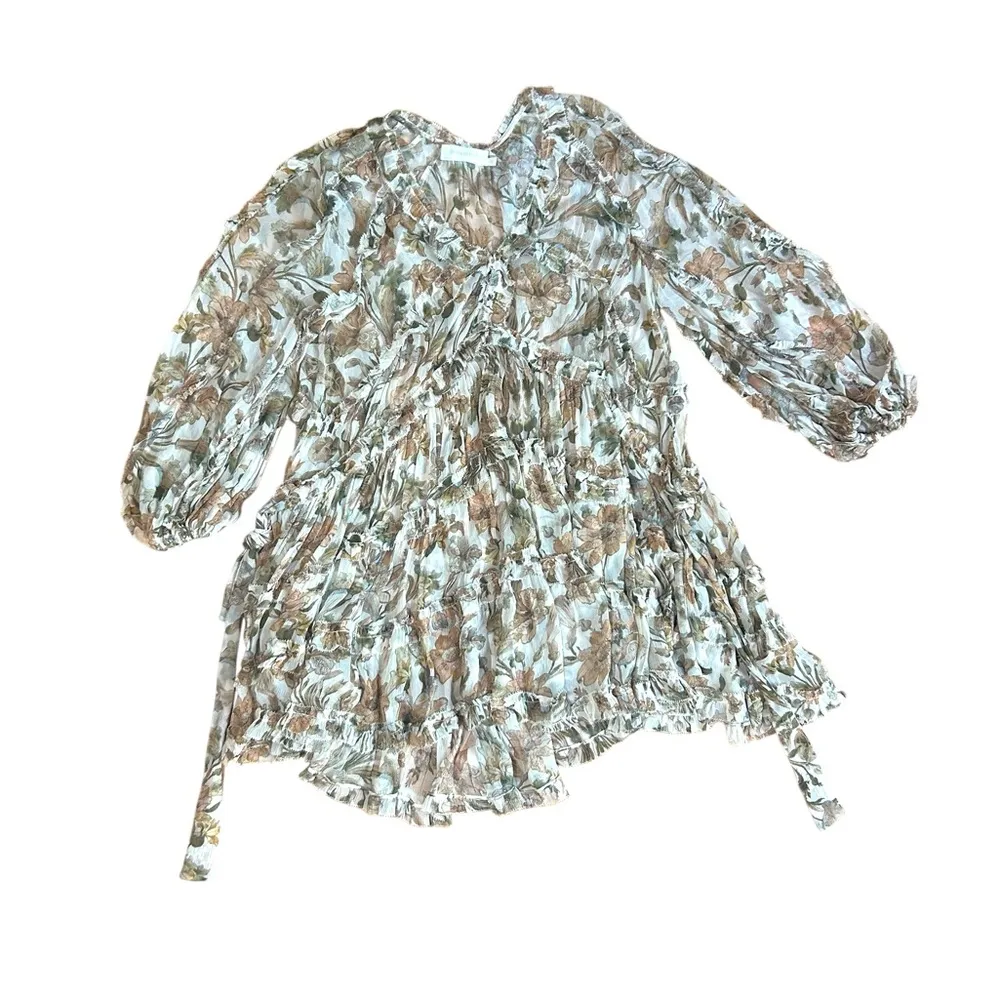 ZIMMERMANN  Floral Billow Frill Chintz Mini dress Sz-0 US-4 $1050 - Image 7