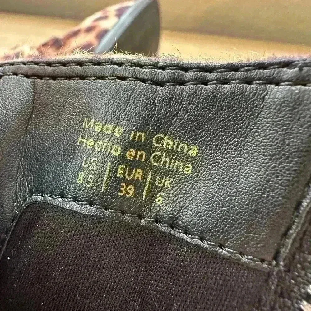 ALDO Size 8.5 Brown Leopard Faux Fur Buckles Ankle Motorcycle Boots - Image 6