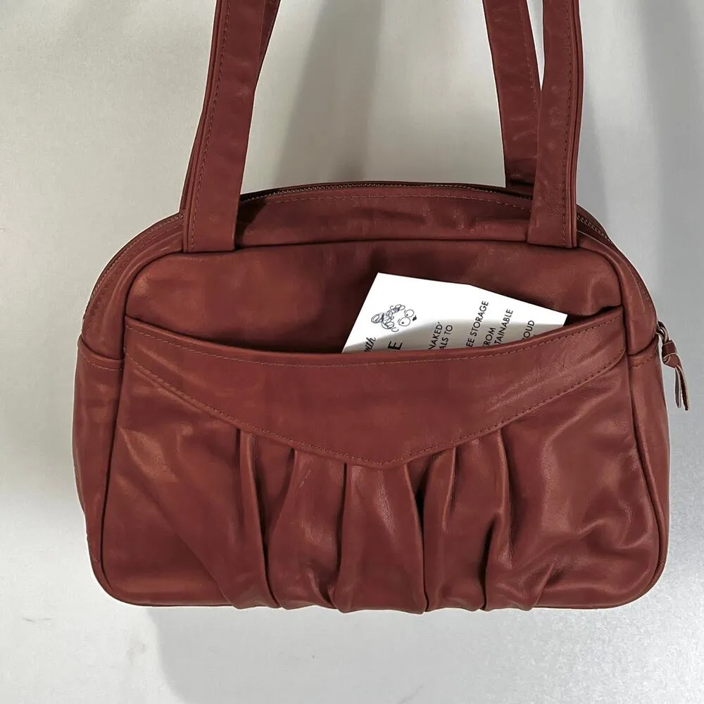 Pat Halpen Leather Shoulder Bag Vintage Rust Red Handbag Vintage - Image 6