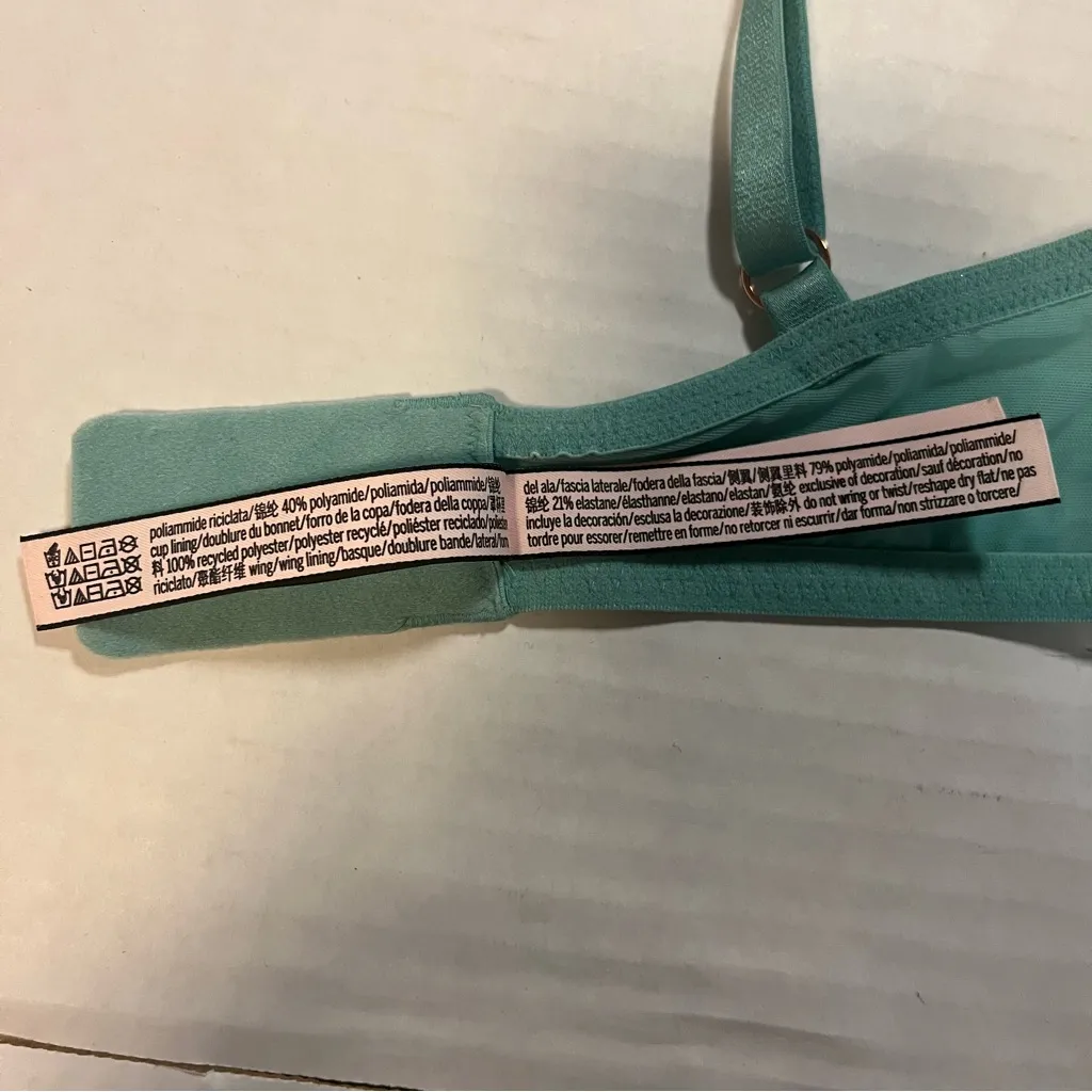 Victoria’s Secret Dream Angels Twinkle Lace Demi Bra in Arctic Green Sz 34D EUC - Image 11